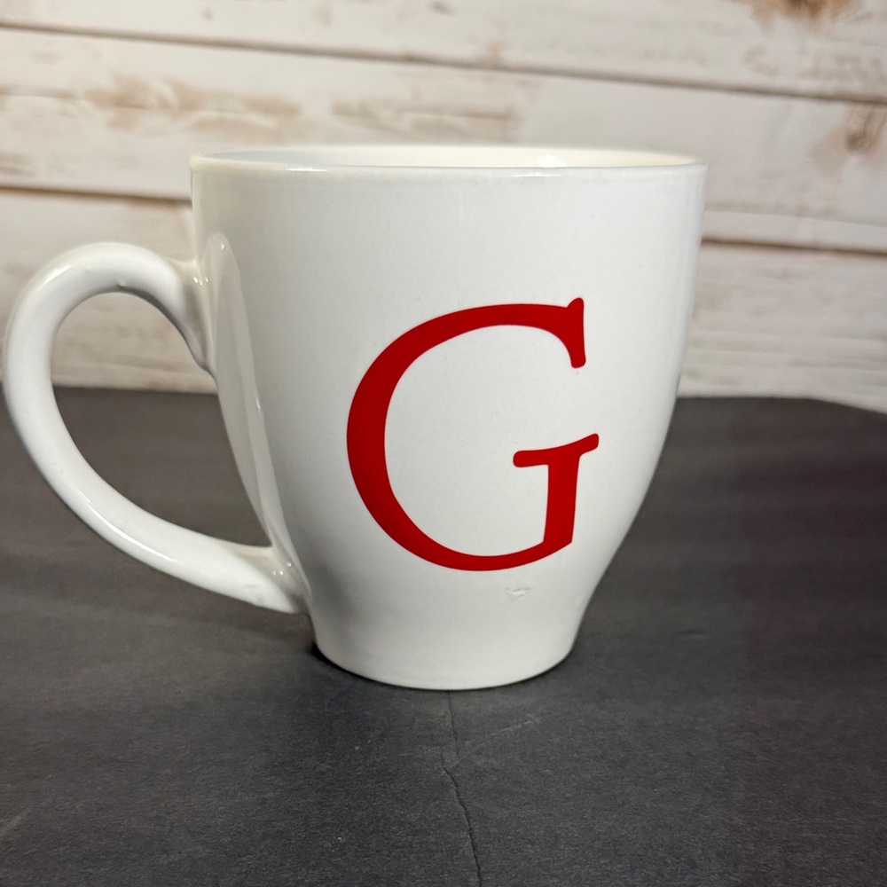 Coffee Mug Home Essentials and Beyond White With Red Monogram Initial G